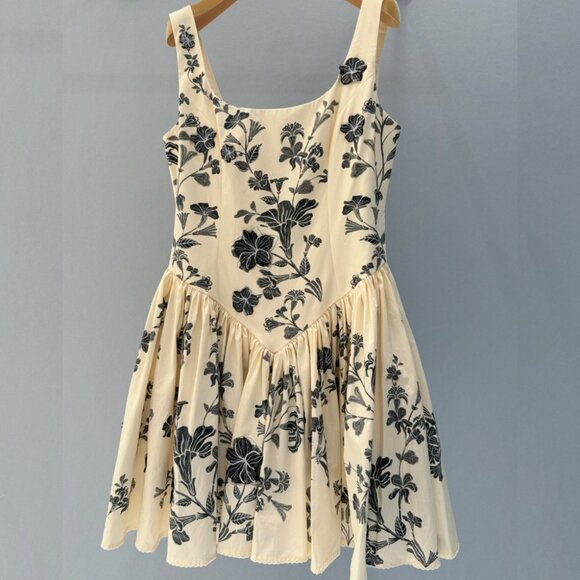 Agua By Agua Bendita Pluma Guayacan appliquéd gathered printed Cotton Mini Dress - Picture 6 of 12